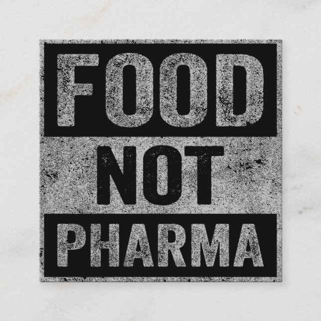 Food Not Pharma Natural Organic Nutrition Enclosure Card (Front)