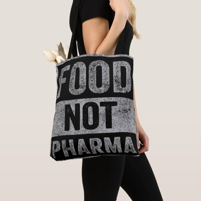 Food Not Pharma Natural Organic Nutrition Tote Bag (Close Up)