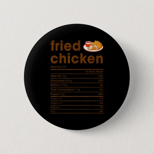 Food Nutrition Facts Shirts Co. Fried Chicken Nutr 6 Cm Round Badge (Front)
