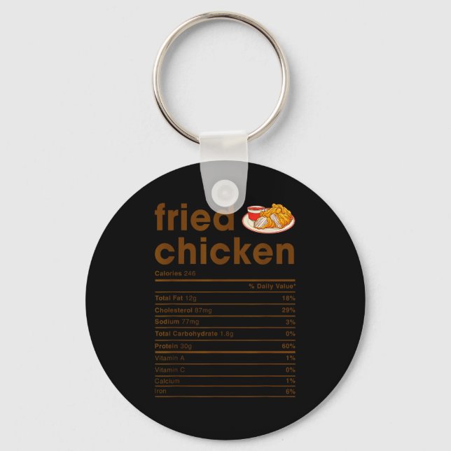 Food Nutrition Facts Shirts Co. Fried Chicken Nutr Key Ring (Front)