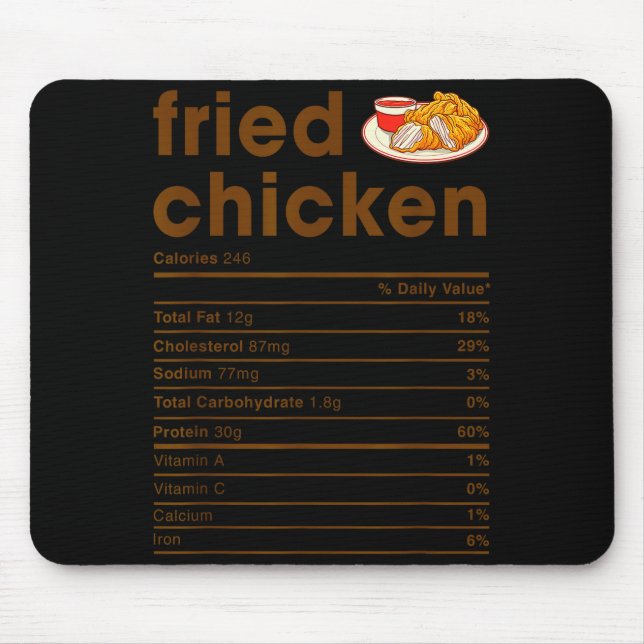 Food Nutrition Facts Shirts Co. Fried Chicken Nutr Mouse Mat (Front)