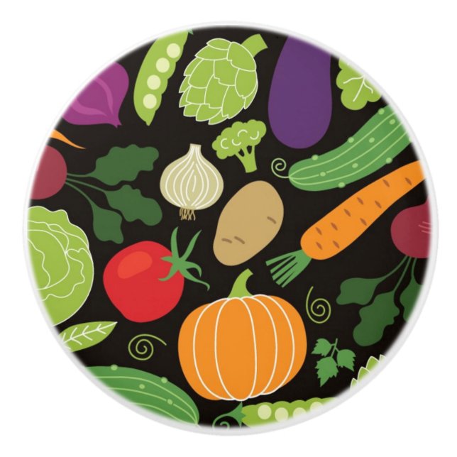 Food on a black background ceramic knob (Front)