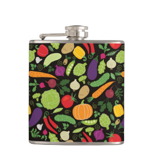 Food on a black background hip flask
