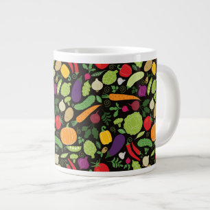 Food on a black background large coffee mug