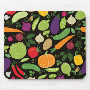 Food on a black background mouse mat