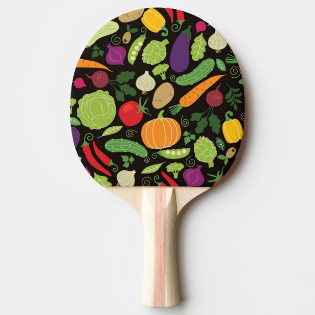 Food on a black background ping pong paddle (Front)
