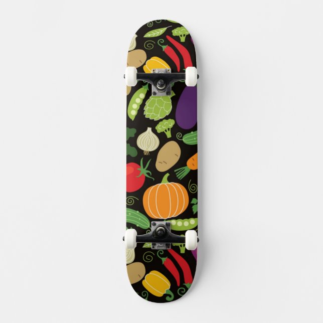 Food on a black background skateboard (Front)