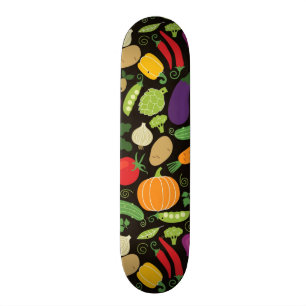 Food on a black background skateboard