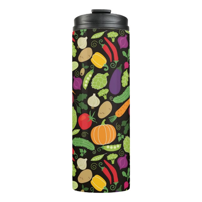 Food on a black background thermal tumbler (Front)