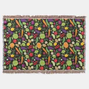 Food on a black background throw blanket