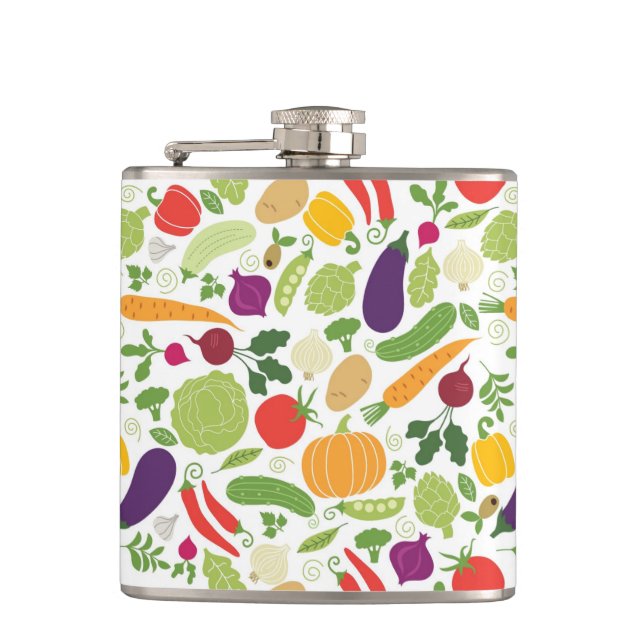 Food on a white background hip flask (Front)