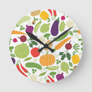 Food on a white background round clock