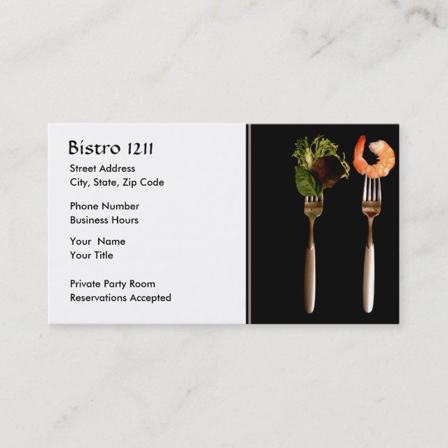 Food on Forks Restaurant Business Card (Front)