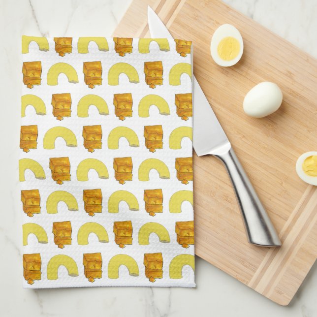 Food Pairing Elbow Macaroni Cheddar Mac & Cheese Tea Towel (Quarter Fold)