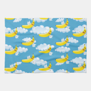 Food Party Cartoon Bananas Tea Towel