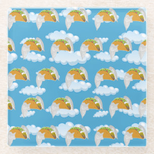 Food Party Cartoon Taco Glass Coaster