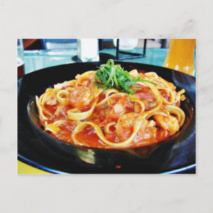 Food Pasta Shrimp Postcard