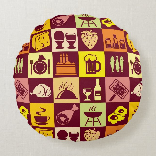 Food Pattern 2 Round Cushion (Front)