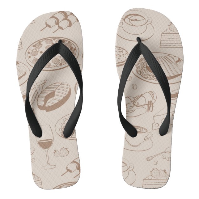 Food Pattern 3 Flip Flops (Footbed)