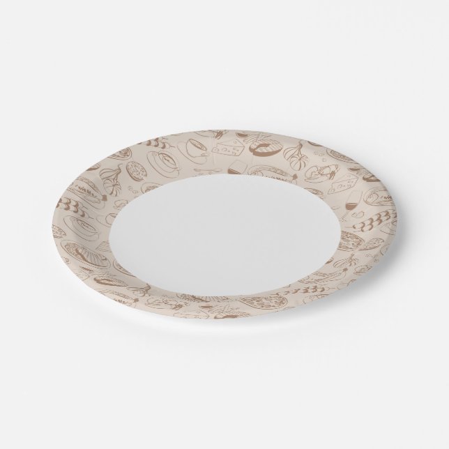 Food Pattern 3 Paper Plate (Angled)