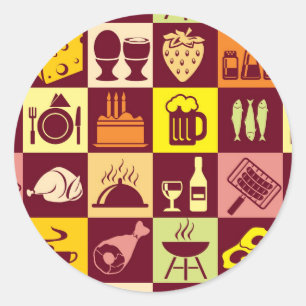 Food Pattern Classic Round Sticker