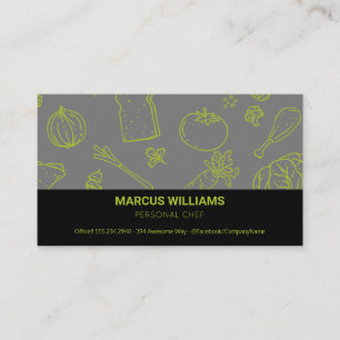 Food Pattern Executive Chef Kitchen Manager Business Card