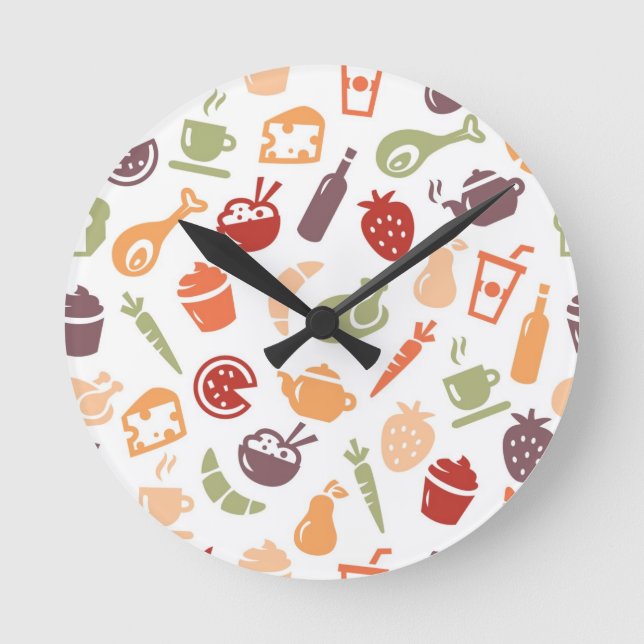 Food Pattern Round Clock (Front)