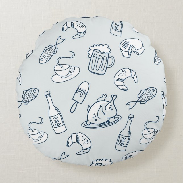 Food Pattern Round Cushion (Front)