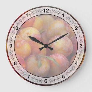 Food - Peaches - Farm fresh peaches Large Clock