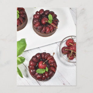 Food Photography Chocolate Cherry Tartlets Postcard