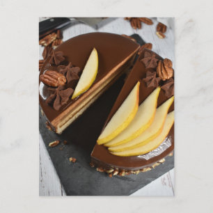 Food Photography Chocolate Pear Entremet Cake Postcard
