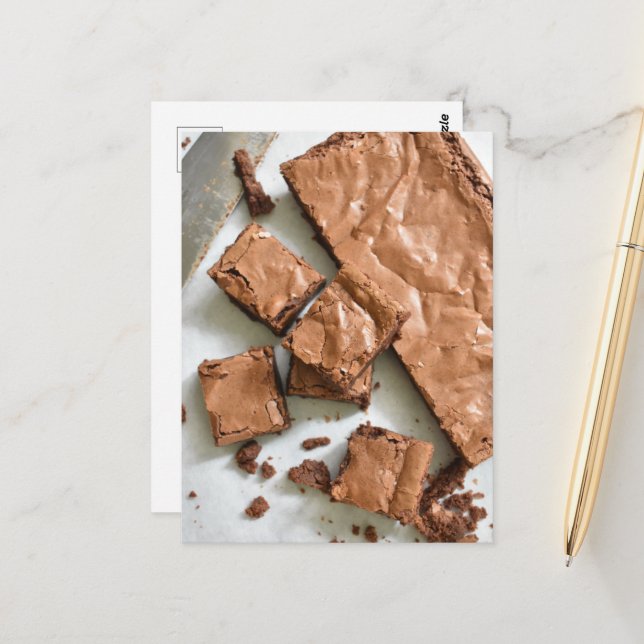 Food Photography Dark Chocolate Brownies Baking Postcard (Front/Back In Situ)