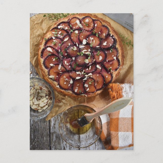 Food Photography Frangipane Plum Honey Tart Postcard (Front)