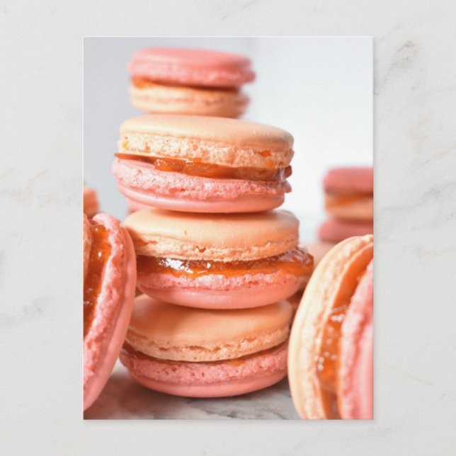 Food Photography French Pastry Peach Macarons Postcard (Front)