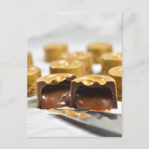 Food Photography Gold Caramel Bon Bon Candy Postcard