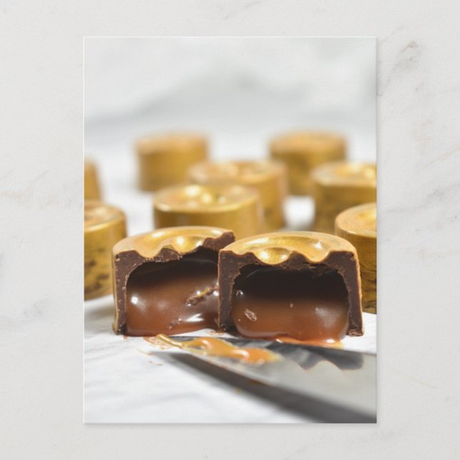 Food Photography Gold Caramel Bon Bon Candy Postcard (Front)