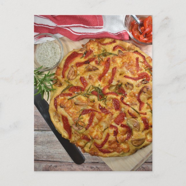 Food Photography Italian Focaccia Red Pepper Bread Postcard (Front)