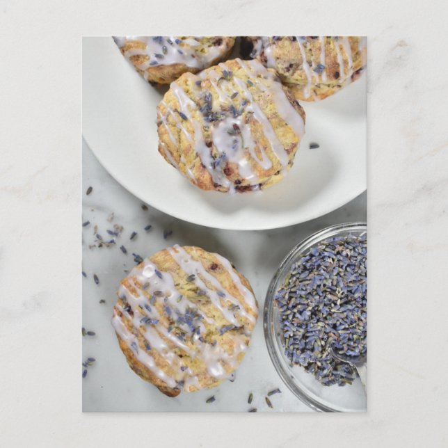 Food Photography Lavender Blueberry Scones Tea Postcard (Front)