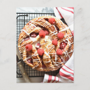Food Photography Raspberry Danish Bread Breakfast Postcard