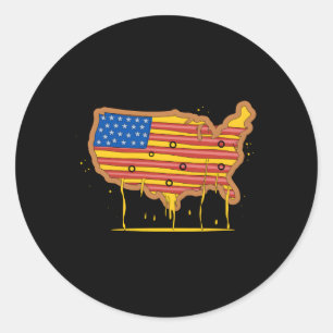 Food Pizza American Flag 4Th Of July Classic Round Sticker