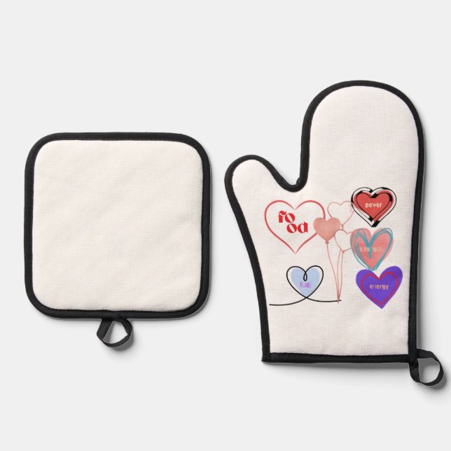 food power of love oven mitt & pot holder set (Front)