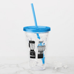Food processor & blender cartoon illustration  acrylic tumbler