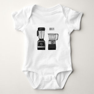 Food processor & blender cartoon illustration baby bodysuit
