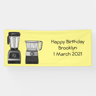 Food processor & blender cartoon illustration banner