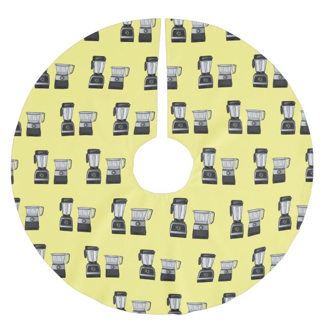 Food processor & blender cartoon illustration  brushed polyester tree skirt (Front)