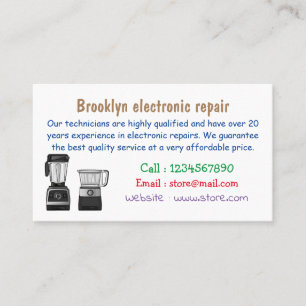 Food processor & blender cartoon illustration business card
