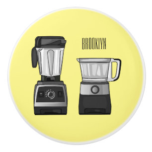 Food processor & blender cartoon illustration  ceramic knob