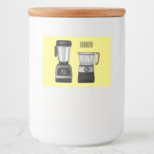 Food processor & blender cartoon illustration  food label