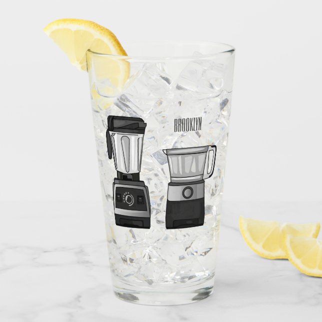 Food processor & blender cartoon illustration  glass (Front Ice)
