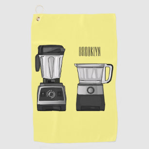 Food processor & blender cartoon illustration  golf towel